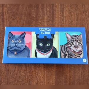 Perfectly Puzzling Cat Puzzle Set - 3 Pack of 100 Piece Jigsaw Puzzles NEW!
